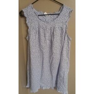 Vintage Adonna Sleepwear  Cotton Nightgown Blue Small Floral Pattern